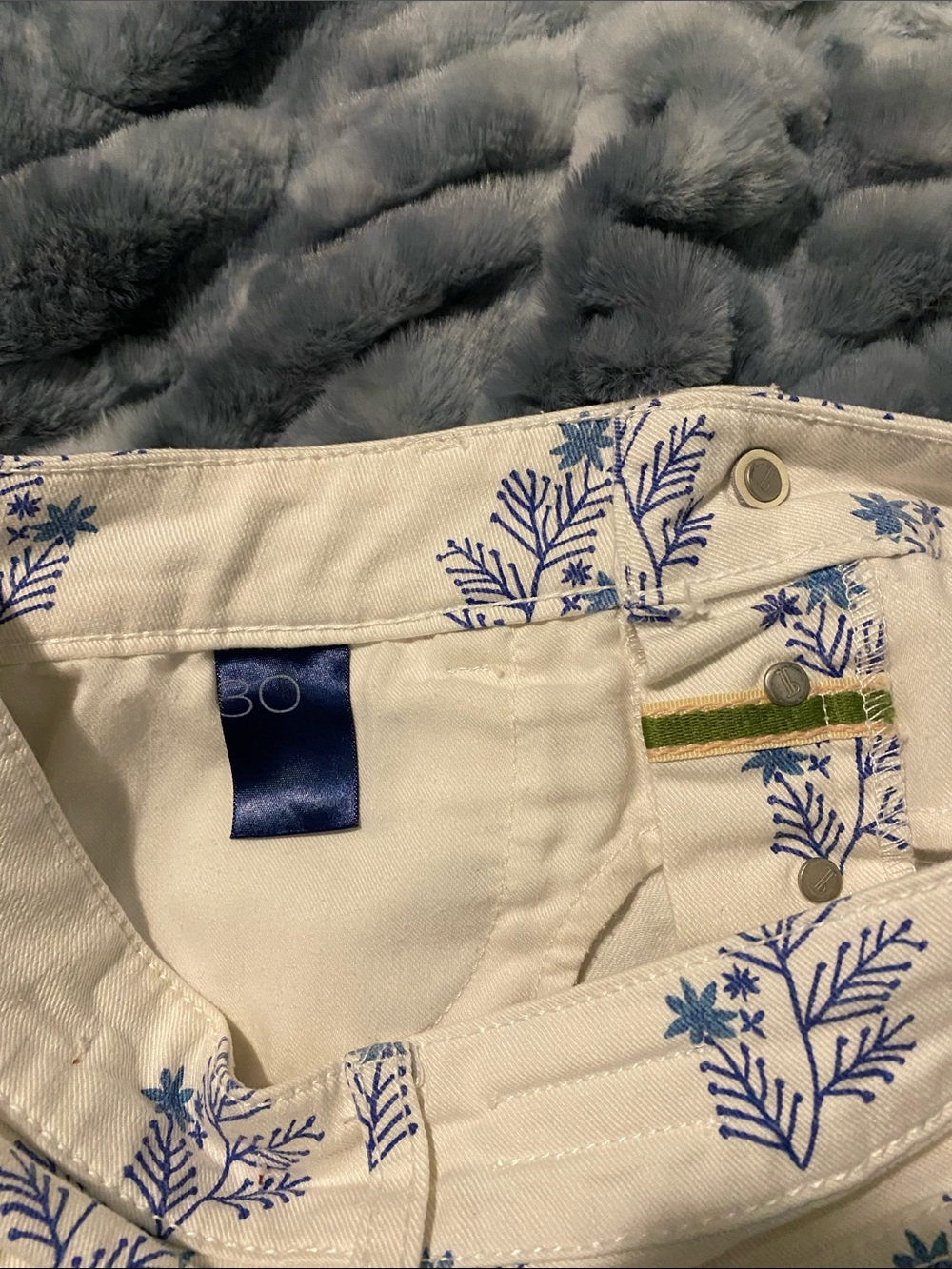 Pilcro White Denim Shorts with Blue Floral Print - Picture 5 of 5